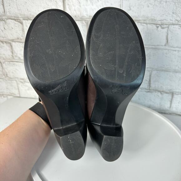 Dansko Brown Heels Tara Nappa Mary Jane Leather Buckle Strap Neutral 9 39 - Picture 4 of 12